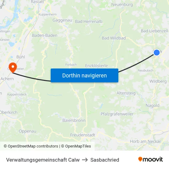 Verwaltungsgemeinschaft Calw to Sasbachried map