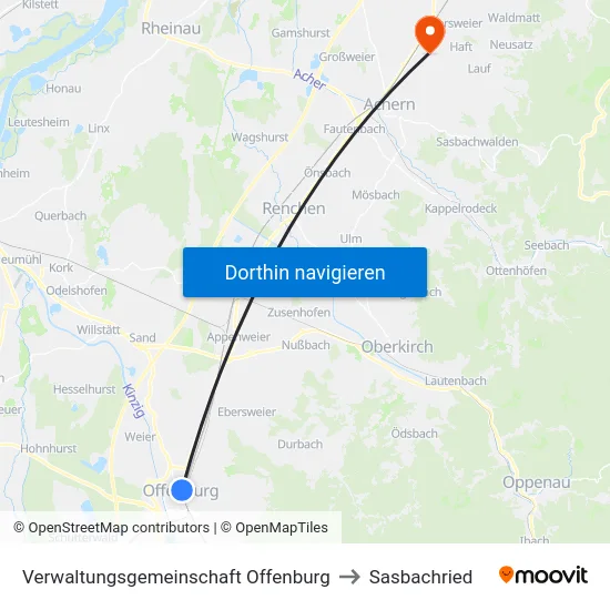 Verwaltungsgemeinschaft Offenburg to Sasbachried map