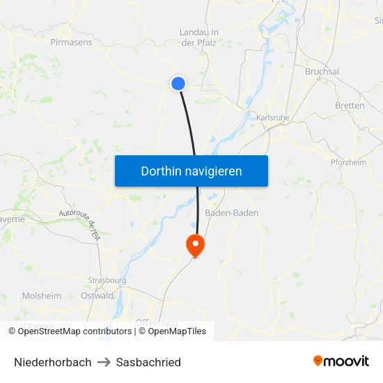 Niederhorbach to Sasbachried map