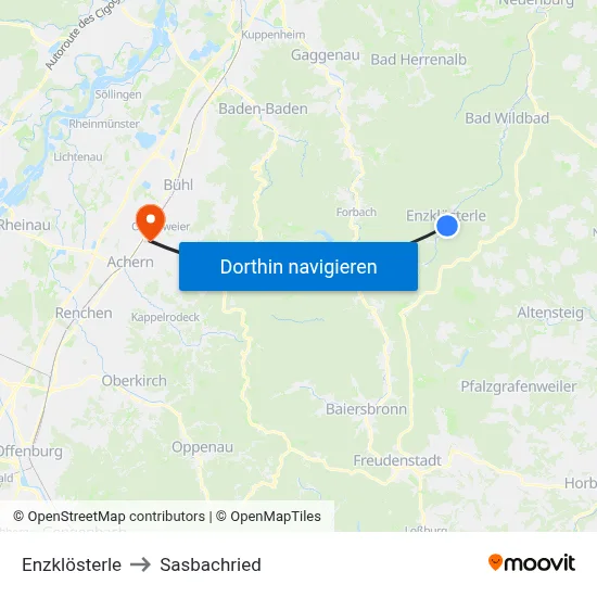 Enzklösterle to Sasbachried map
