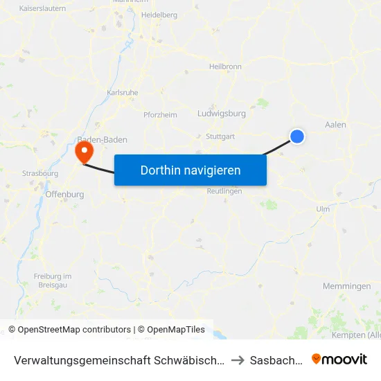 Verwaltungsgemeinschaft Schwäbisch Gmünd to Sasbachried map