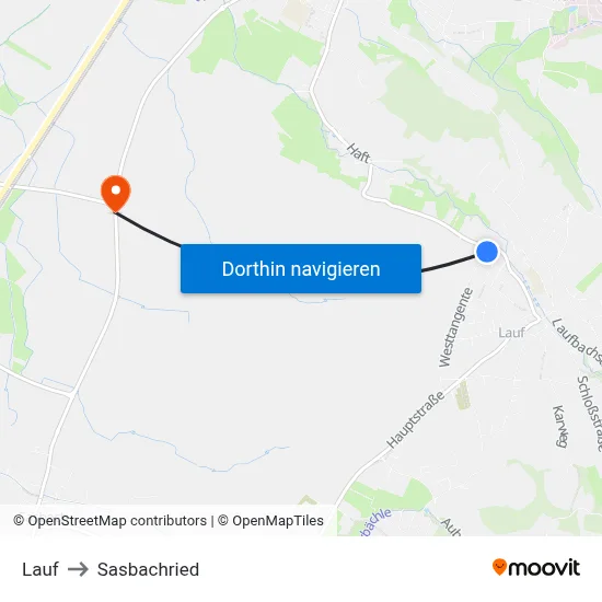 Lauf to Sasbachried map