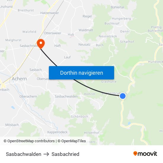 Sasbachwalden to Sasbachried map
