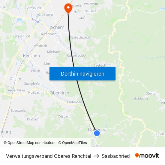 Verwaltungsverband Oberes Renchtal to Sasbachried map