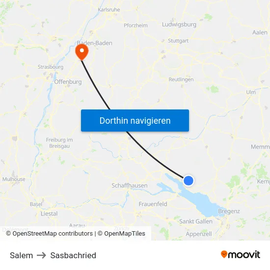 Salem to Sasbachried map