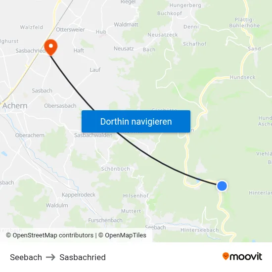 Seebach to Sasbachried map