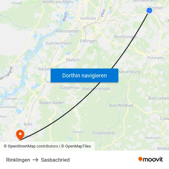 Rinklingen to Sasbachried map