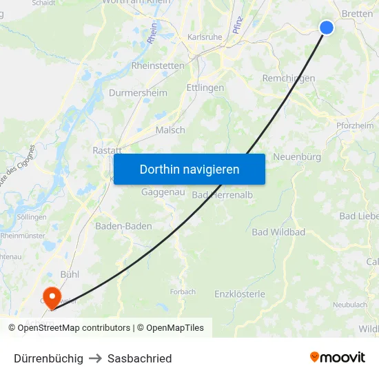 Dürrenbüchig to Sasbachried map
