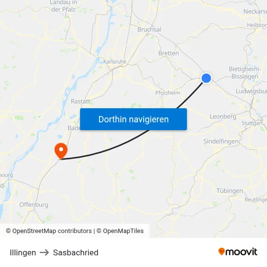 Illingen to Sasbachried map