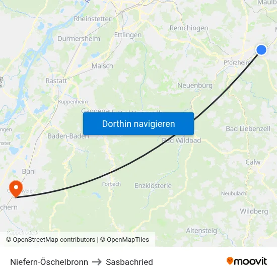 Niefern-Öschelbronn to Sasbachried map