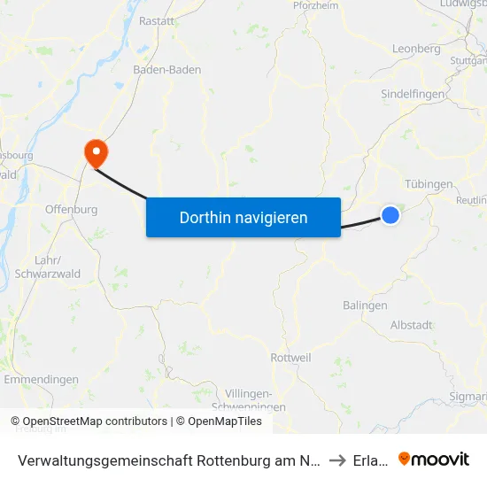 Verwaltungsgemeinschaft Rottenburg am Neckar to Erlach map
