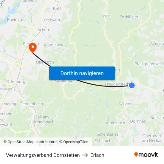 Verwaltungsverband Dornstetten to Erlach map