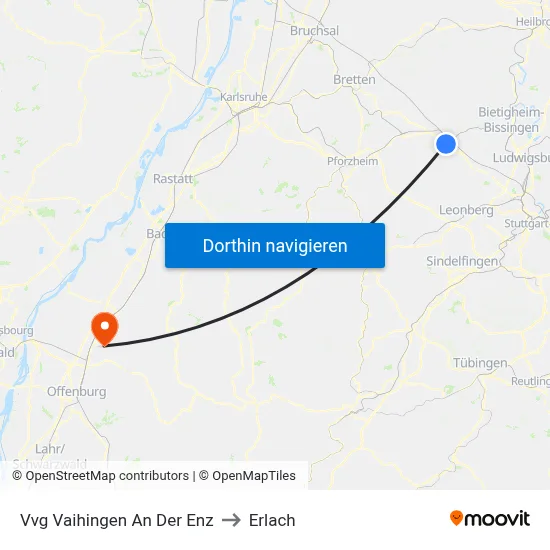 Vvg Vaihingen An Der Enz to Erlach map