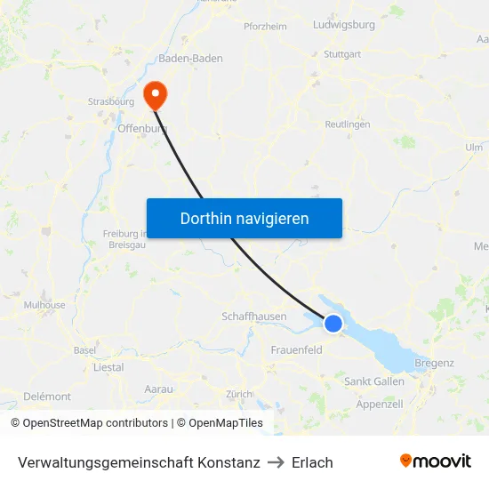 Verwaltungsgemeinschaft Konstanz to Erlach map