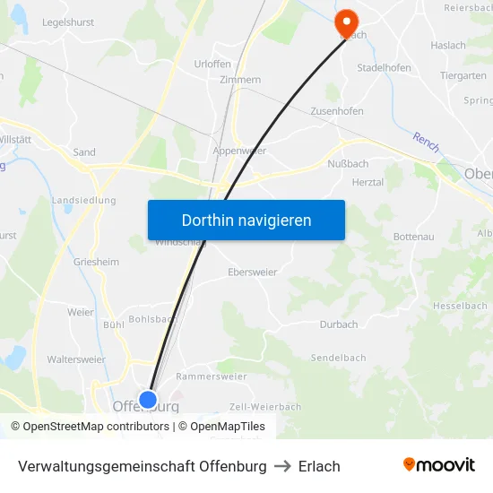 Verwaltungsgemeinschaft Offenburg to Erlach map
