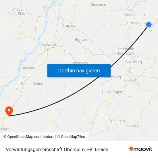 Verwaltungsgemeinschaft Obersulm to Erlach map