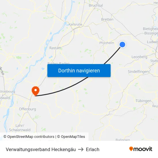 Verwaltungsverband Heckengäu to Erlach map