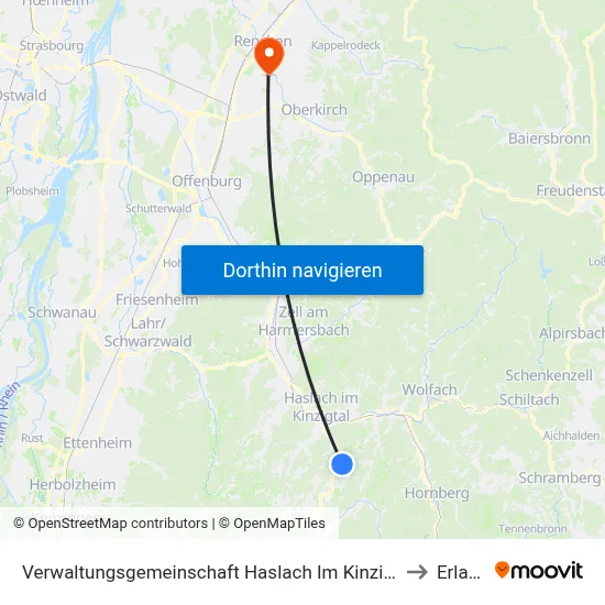 Verwaltungsgemeinschaft Haslach Im Kinzigtal to Erlach map