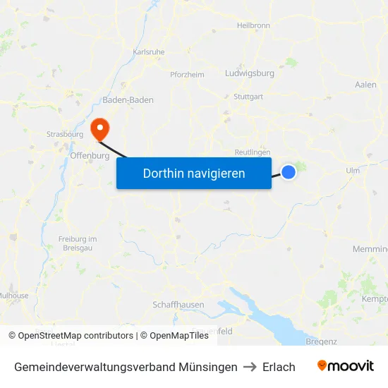 Gemeindeverwaltungsverband Münsingen to Erlach map