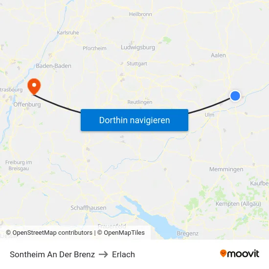 Sontheim An Der Brenz to Erlach map