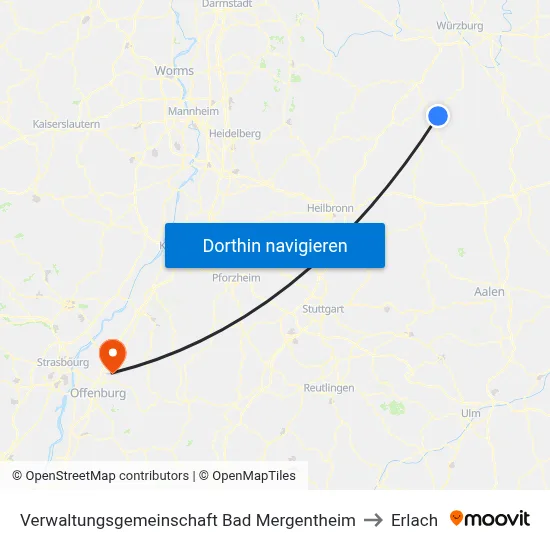 Verwaltungsgemeinschaft Bad Mergentheim to Erlach map