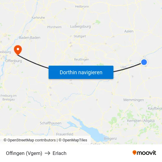Offingen (Vgem) to Erlach map
