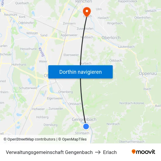 Verwaltungsgemeinschaft Gengenbach to Erlach map