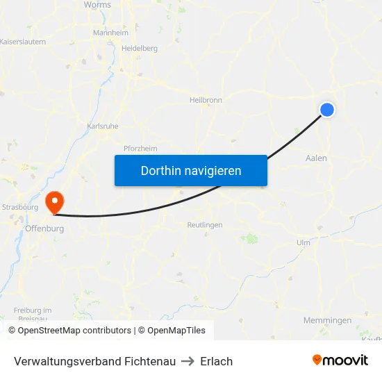 Verwaltungsverband Fichtenau to Erlach map