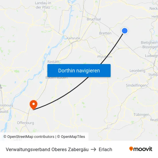 Verwaltungsverband Oberes Zabergäu to Erlach map
