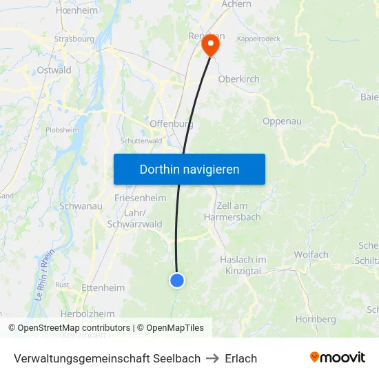 Verwaltungsgemeinschaft Seelbach to Erlach map