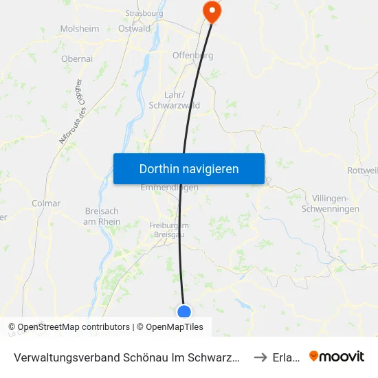 Verwaltungsverband Schönau Im Schwarzwald to Erlach map