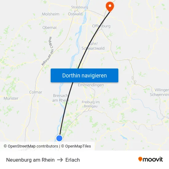 Neuenburg am Rhein to Erlach map