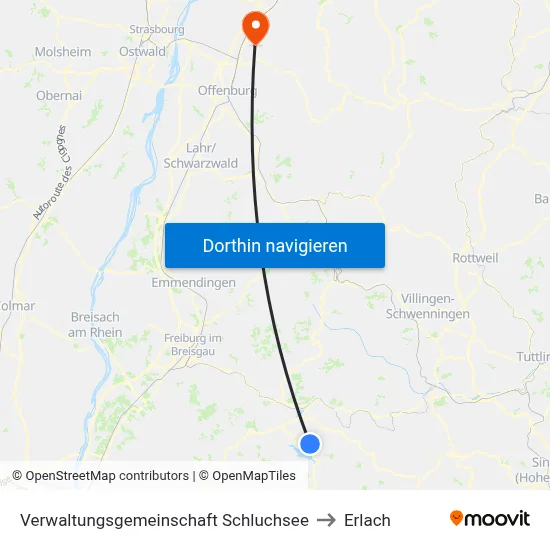 Verwaltungsgemeinschaft Schluchsee to Erlach map