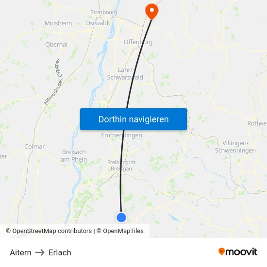 Aitern to Erlach map