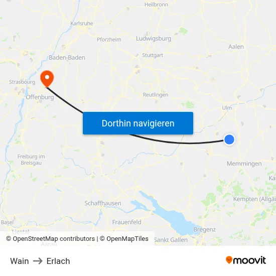 Wain to Erlach map