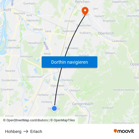 Hohberg to Erlach map