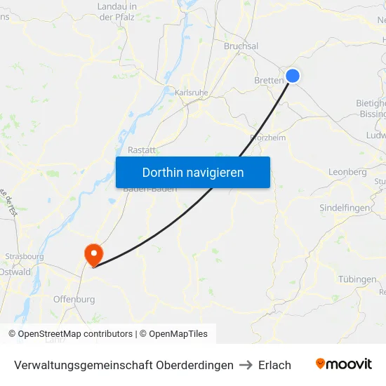 Verwaltungsgemeinschaft Oberderdingen to Erlach map