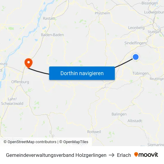 Gemeindeverwaltungsverband Holzgerlingen to Erlach map
