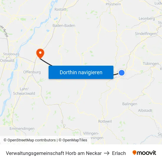 Verwaltungsgemeinschaft Horb am Neckar to Erlach map