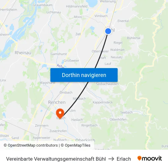Vereinbarte Verwaltungsgemeinschaft Bühl to Erlach map