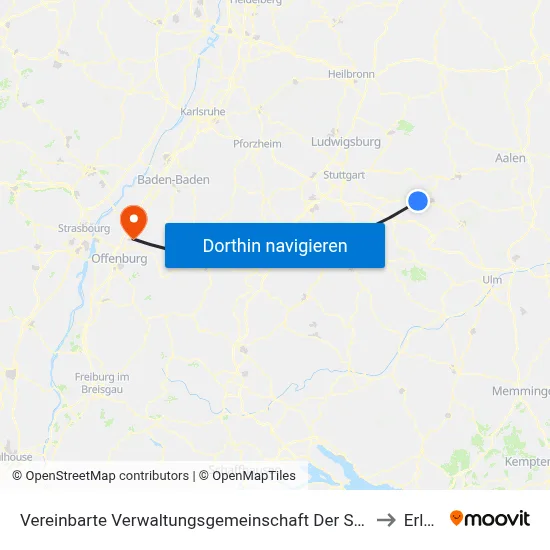 Vereinbarte Verwaltungsgemeinschaft Der Stadt Uhingen to Erlach map