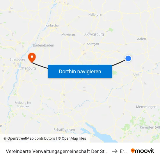 Vereinbarte Verwaltungsgemeinschaft Der Stadt Geislingen An Der Steige to Erlach map