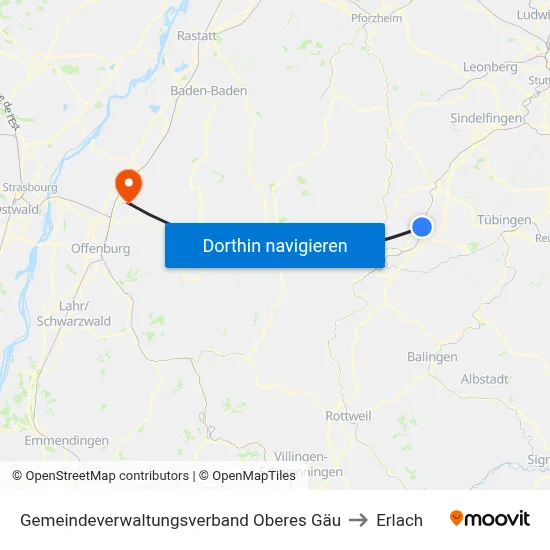 Gemeindeverwaltungsverband Oberes Gäu to Erlach map