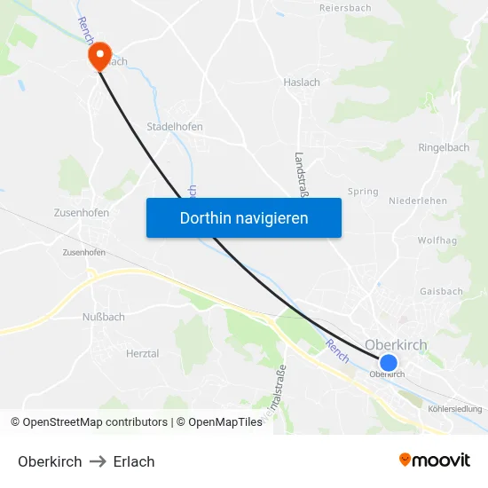 Oberkirch to Erlach map