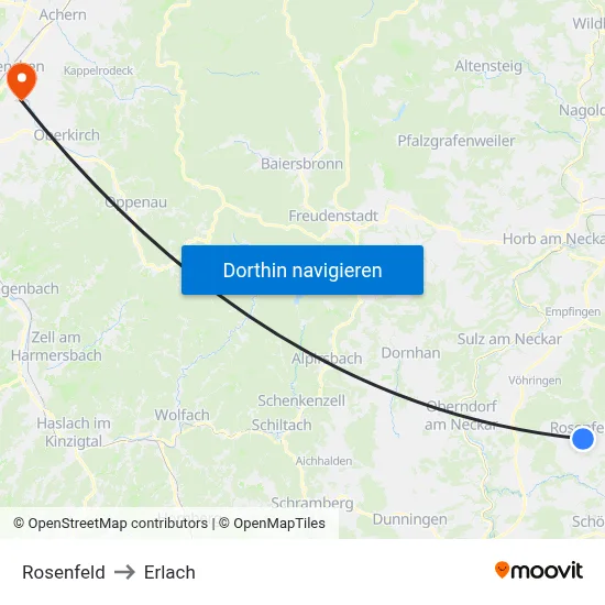Rosenfeld to Erlach map