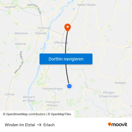 Winden Im Elztal to Erlach map