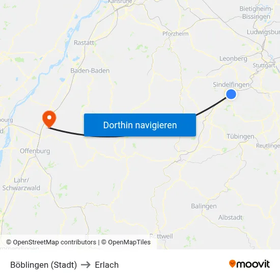 Böblingen (Stadt) to Erlach map