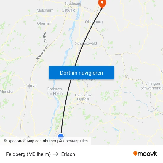 Feldberg (Müllheim) to Erlach map