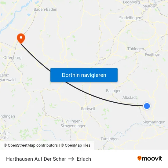 Harthausen Auf Der Scher to Erlach map