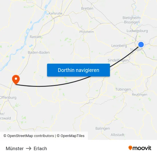 Münster to Erlach map